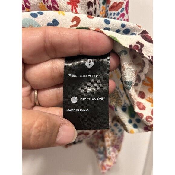 Emily Lovelock Eva Floral Animal Pattern Blouse Size 8-10 Boho Preppy Designer - Picture 5 of 6